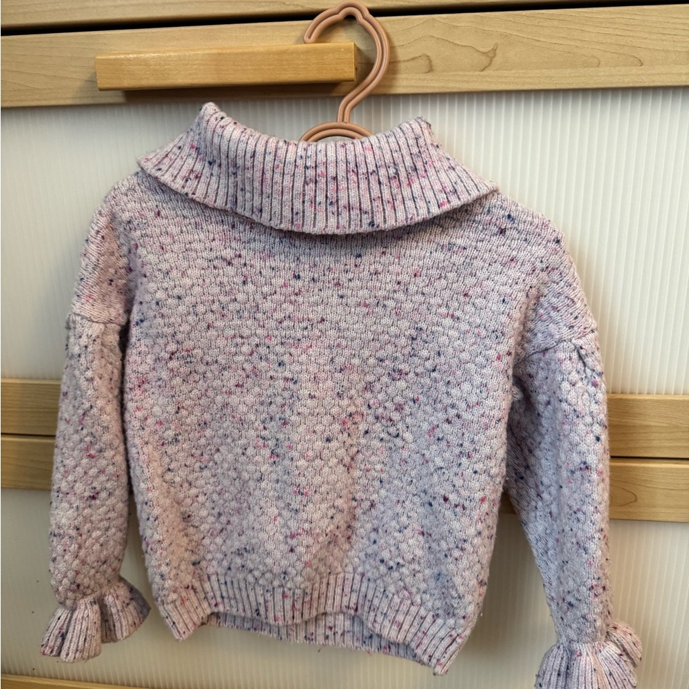 Janie and Jack Pink Speckled Cowl Neck Sweater